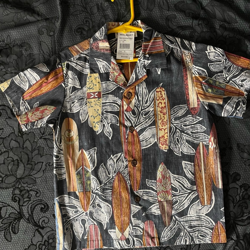 3-Hawaiian Print Collard Shirts